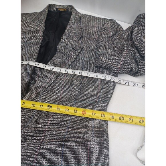 Vtg Evan Picone Mens Blazer Jacket Sz 40 Silk Tweed 2 Button Black White Red - Picture 8 of 11